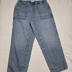 Madewell Women's Pull On Relaxed Medium Light Wash Denim Jeans sz L